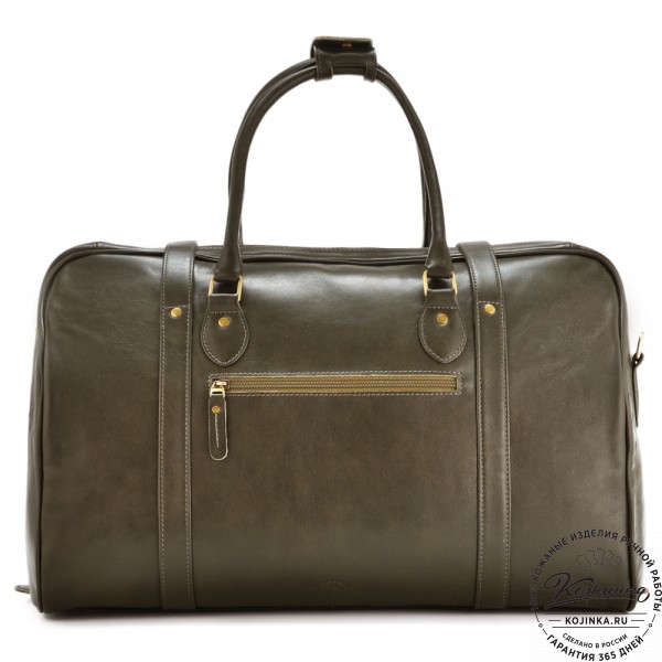 Кожаная дорожная сумка "Филипп" (хаки гладкая кожа). фото 1